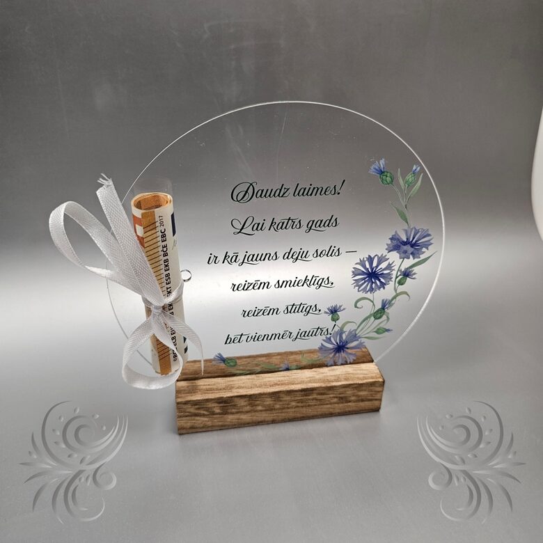 Akrila dekors naudas dāvināšanai