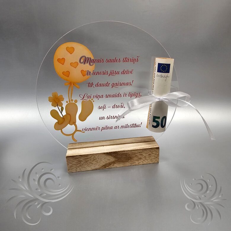 Akrila dekors naudas dāvināšanai