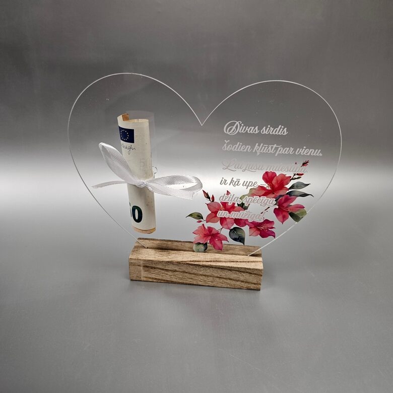 Akrila dekors naudas dāvināšanai