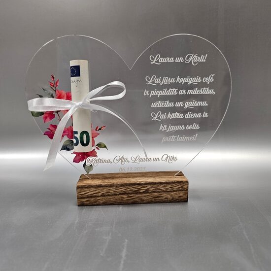 Personalizēts akrila dekors naudas dāvināšanai